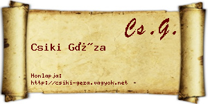 Csiki Géza névjegykártya